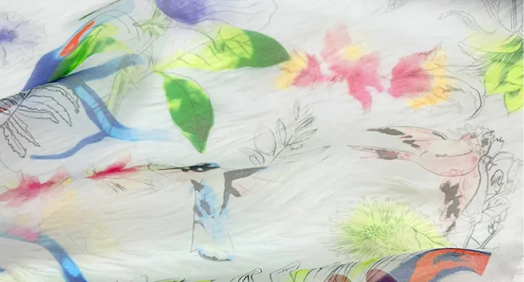 Custom Pantone dyed silk organza fabric sample