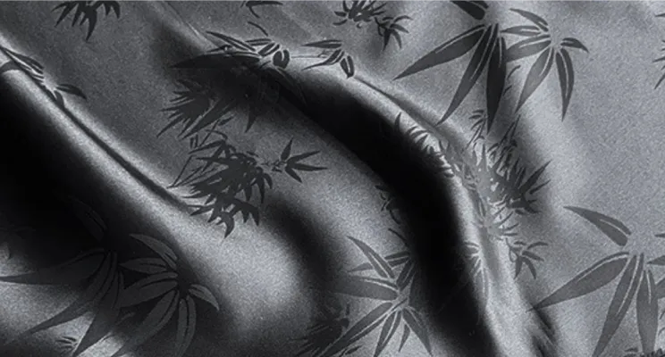 Black silk viscose velvet fabric with plush pile texture