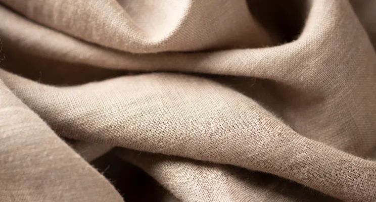 Natural undyed silk linen fabric with organic texture
